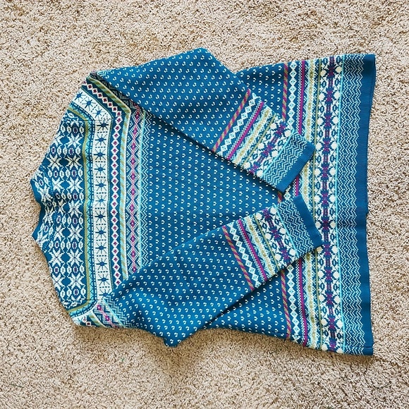 CJ BANKS fair aisle  cotton knit button down sweater. Size X. - Picture 5 of 7